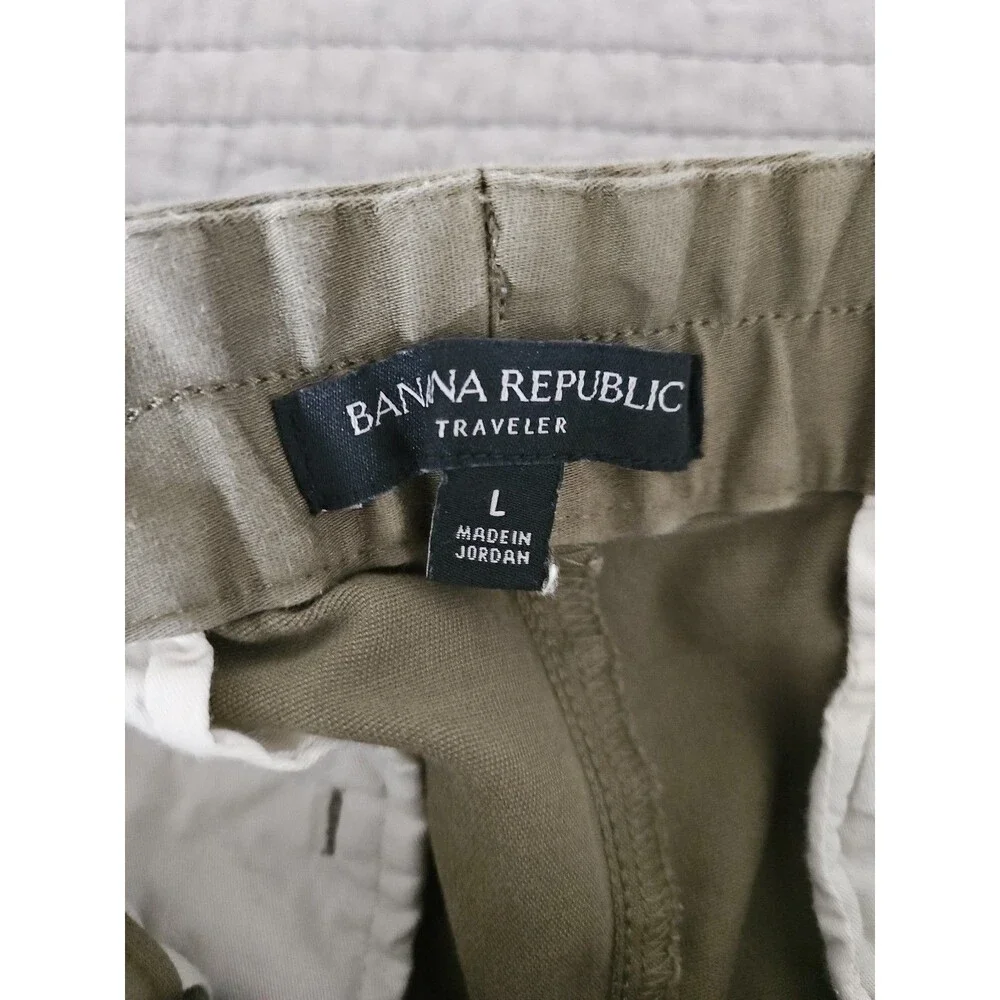 Banana Republic Traveler Jogger Pant Mens Large Olive Green Relaxed Tapered Fit